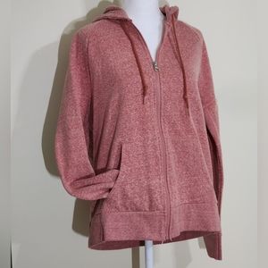 Heathered Pink Zip-up Hoodie Women's Size L (12-14)